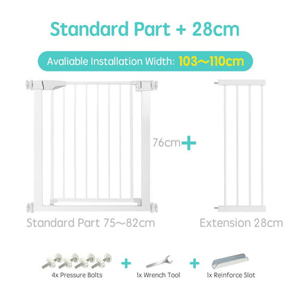 Adjustable Metal Stair Safety Gate for Residential Doorway and Staircase Barrier