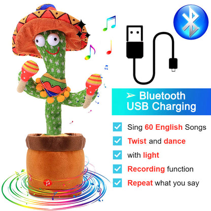 Rechargeable Textile Electronic Cactus Toy with Dancing and Recording Functions