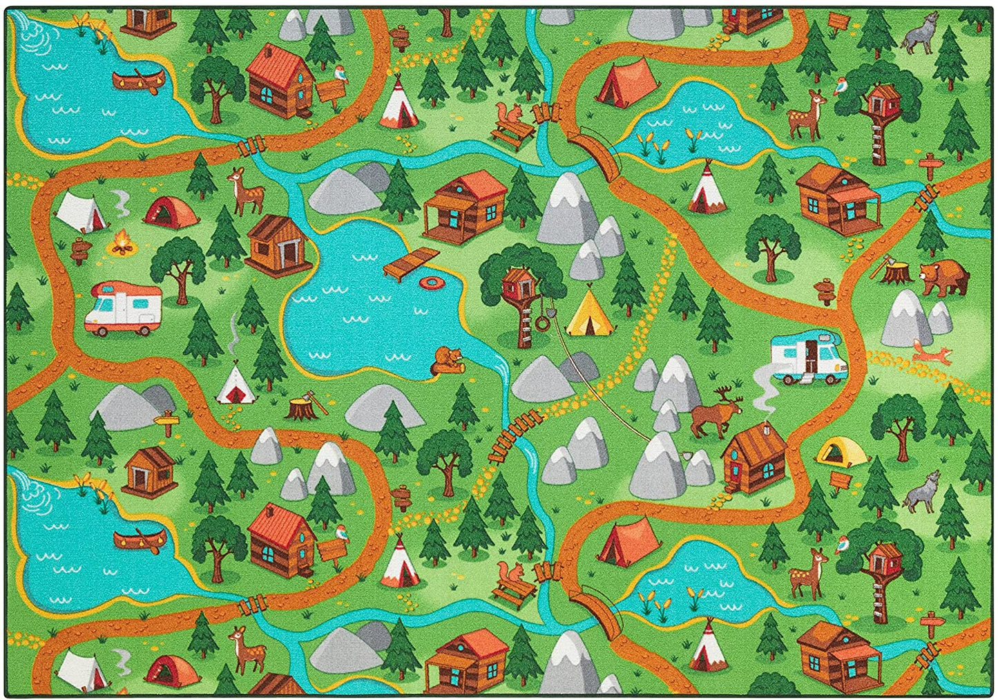 Polyamide Fiber City Map Printed Play Rug with Non-Slip Latex Backing