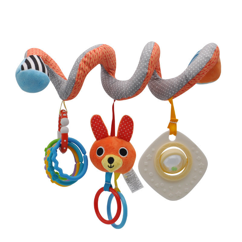 Plush Spiral Activity Toy for Stroller and Crib Rails with Mirror