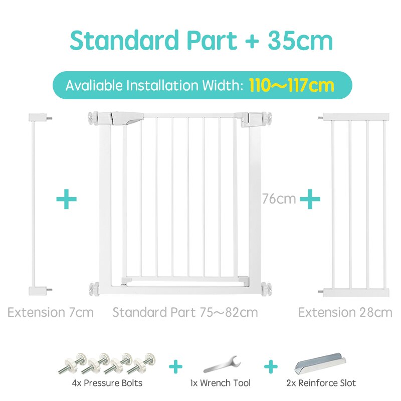 Adjustable Metal Stair Safety Gate for Residential Doorway and Staircase Barrier
