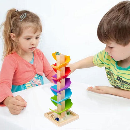 Happy Tiny Mart Rainbow Wooden Music Track Set with Marble Descent