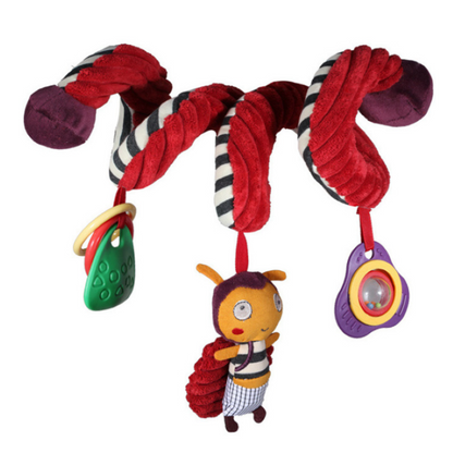 Plush Spiral Activity Toy for Stroller and Crib Rails with Mirror