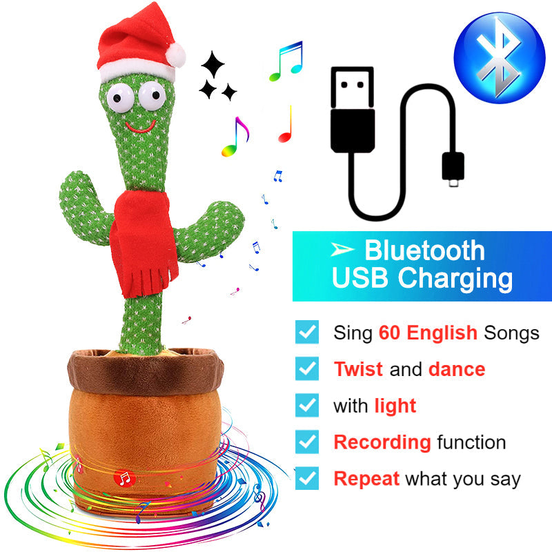 Rechargeable Textile Electronic Cactus Toy with Dancing and Recording Functions