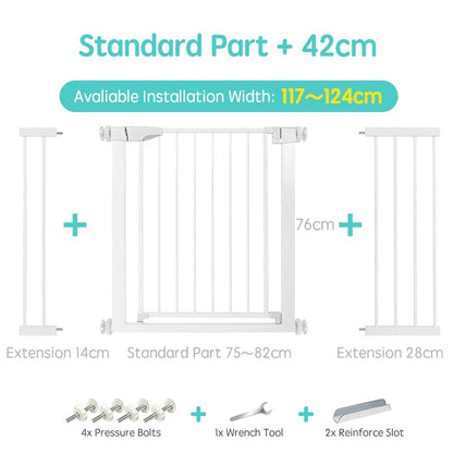 Adjustable Metal Stair Safety Gate for Residential Doorway and Staircase Barrier