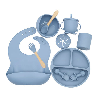Happy Tiny Mart Silicone Tableware Set for Infant Self-Feeding Operations