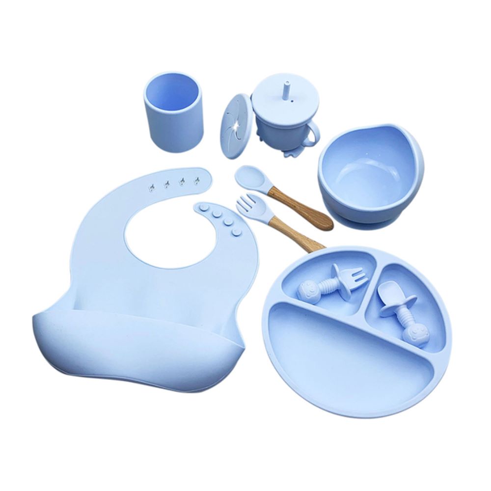 Happy Tiny Mart Silicone Tableware Set for Infant Self-Feeding Operations