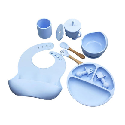 Happy Tiny Mart Silicone Tableware Set for Infant Self-Feeding Operations