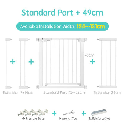 Adjustable Metal Stair Safety Gate for Residential Doorway and Staircase Barrier