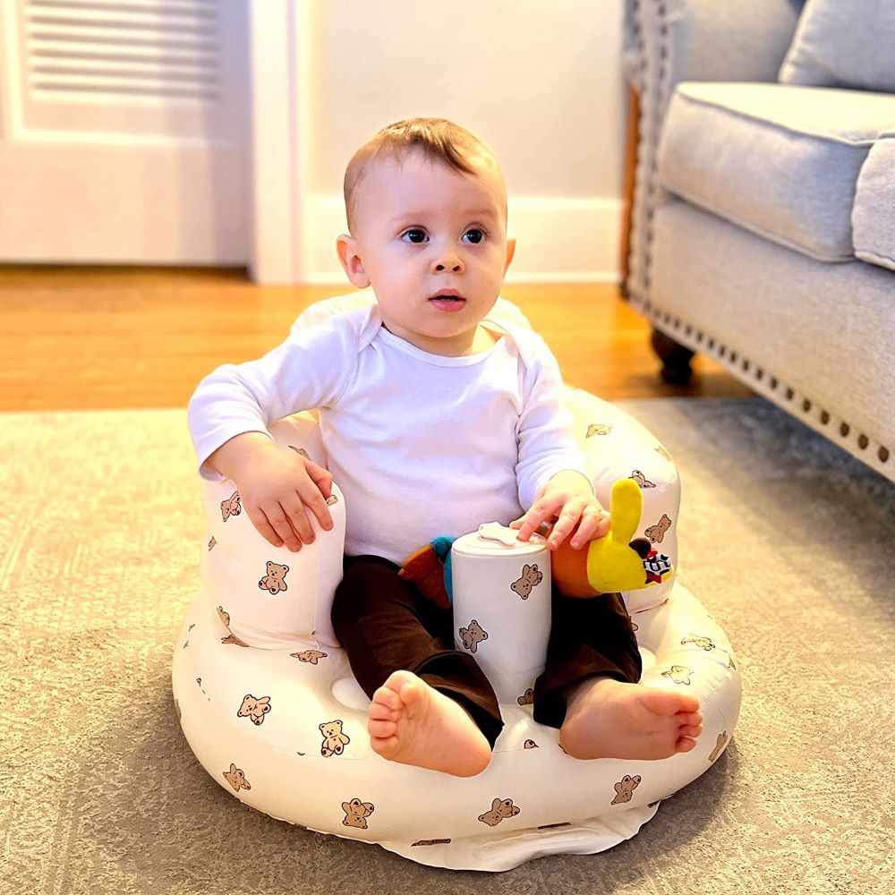 Inflatable PVC Infant Floor Seat with Built-in Pump and Back Support