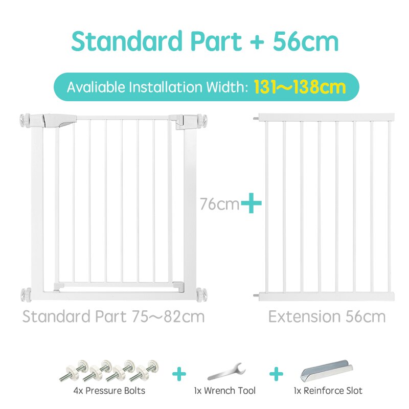 Adjustable Metal Stair Safety Gate for Residential Doorway and Staircase Barrier