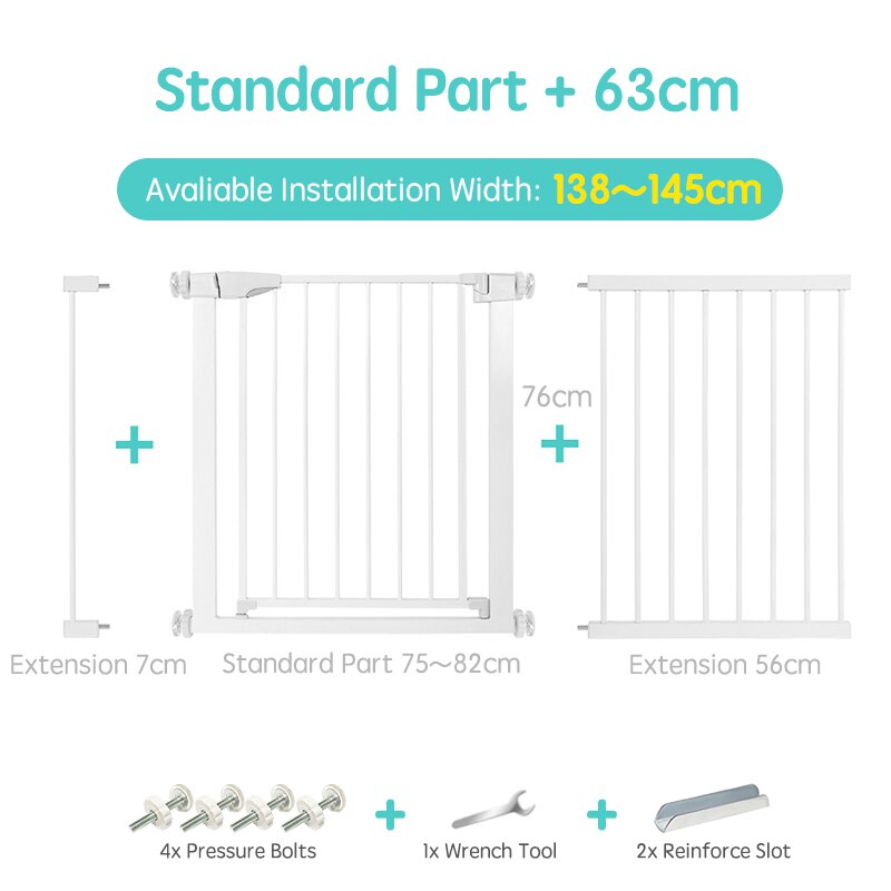 Adjustable Metal Stair Safety Gate for Residential Doorway and Staircase Barrier