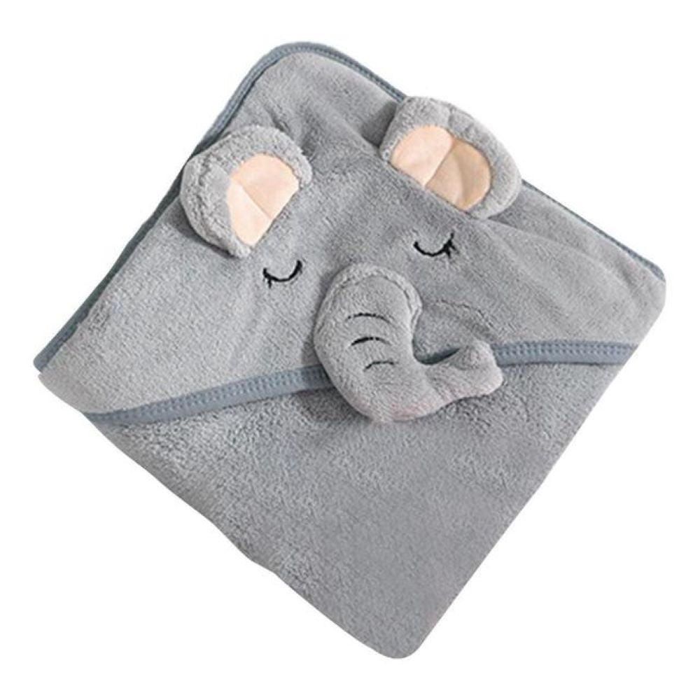 Happy Tiny Mart Coral Fleece Hooded Animal Themed Absorbent Baby Towel