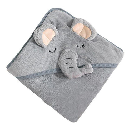 Happy Tiny Mart Coral Fleece Hooded Animal Themed Absorbent Baby Towel