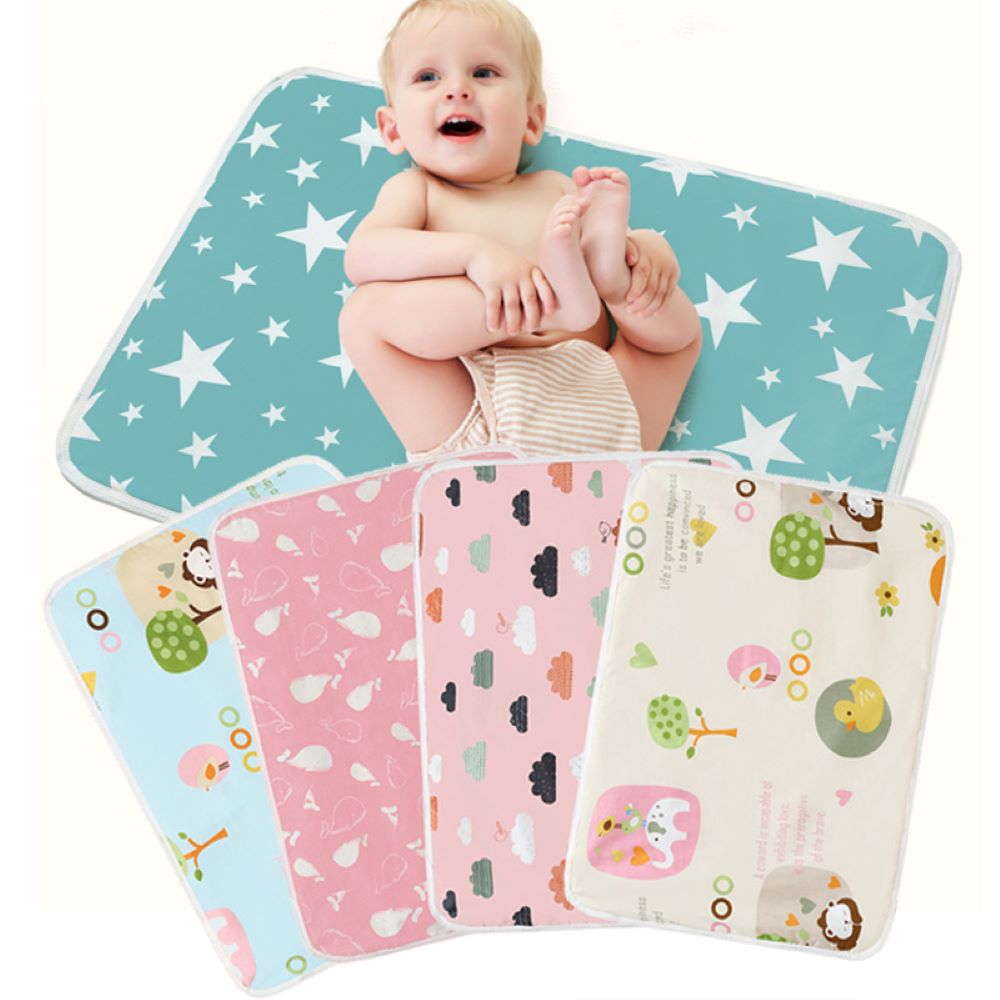 Happy Tiny Mart Cotton and EVA Waterproof Reusable Portable Diaper Changing Mat
