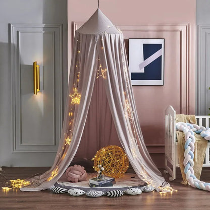 Happy Tiny Mart Cotton Blend Hanging Bed Canopy for Nurseries and Cribs