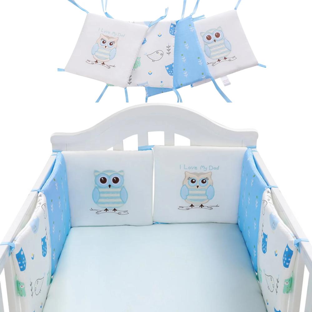 100% Cotton Crib Bed Bumper 6-Piece Set for Rail Impact Protection