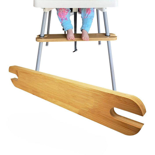 Adjustable Bamboo High Chair Footrest with Rubber Rings for Children