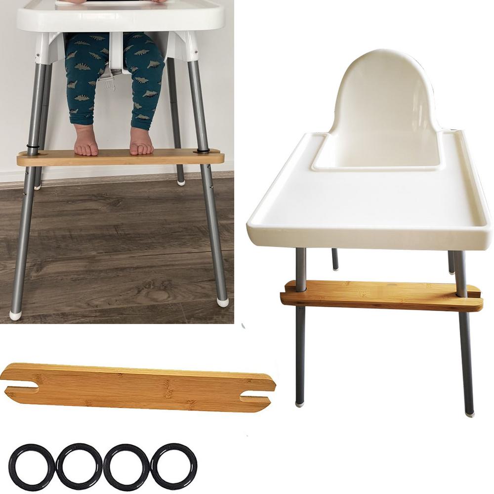Adjustable Bamboo High Chair Footrest with Rubber Rings for Children