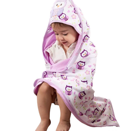 Cotton Hooded Cartoon Animal Pattern Baby Bath Towel and Swaddle Blanket