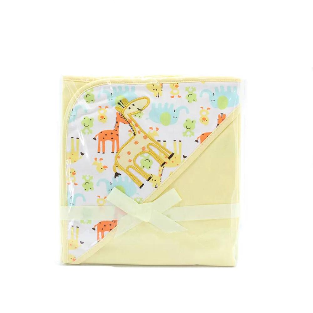 Cotton Hooded Cartoon Animal Pattern Baby Bath Towel and Swaddle Blanket