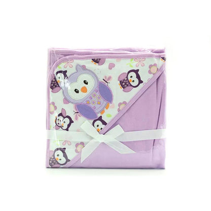 Cotton Hooded Cartoon Animal Pattern Baby Bath Towel and Swaddle Blanket