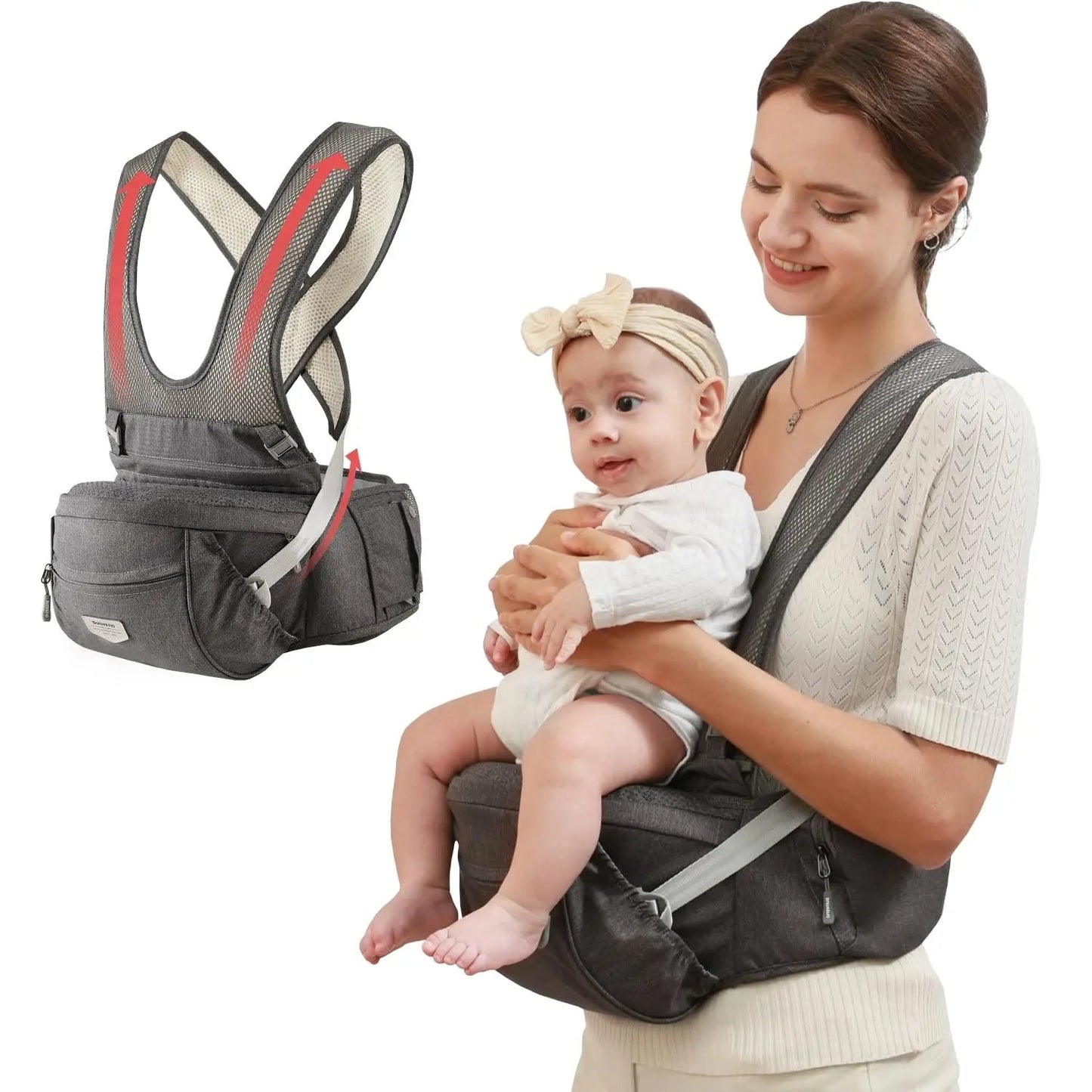 Polyester Ergonomic Baby Carrier with Hip Stool for Infant Support