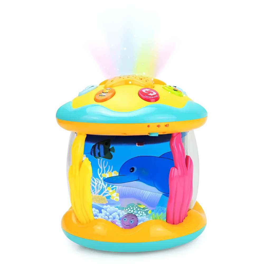 Happy Tiny Mart ABS Plastic Rotating Musical Ocean Projector Night Light