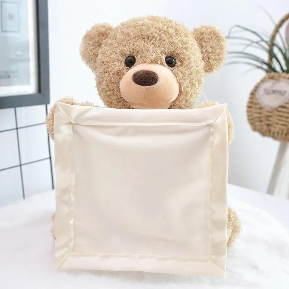 Happy Tiny Mart Electronic Plush Teddy Bear with Mechanical Peek-a-Boo Function