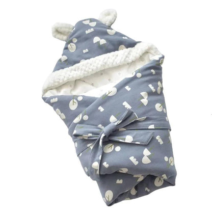 Cotton Flannel Hooded Baby Sleeping Bag for Thermal Swaddling and Sleeping