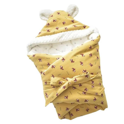 Cotton Flannel Hooded Baby Sleeping Bag for Thermal Swaddling and Sleeping