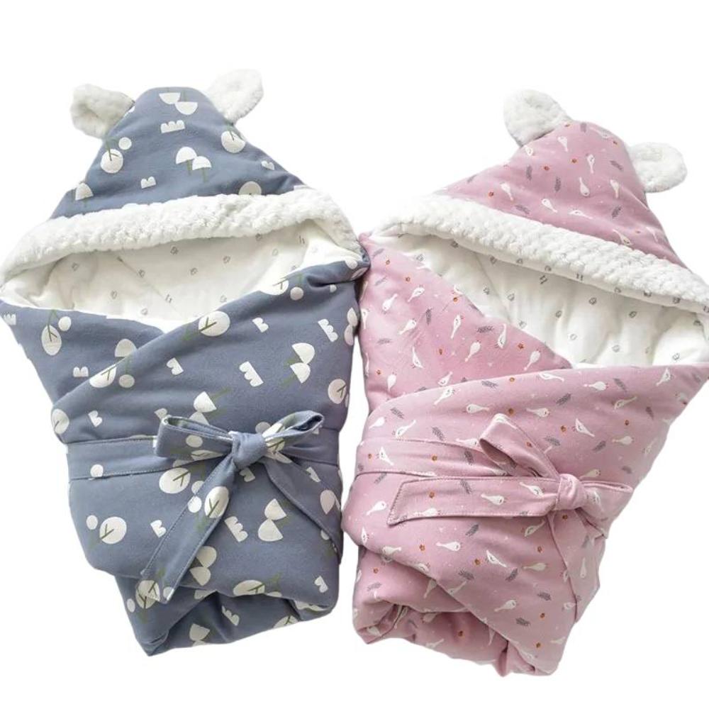 Cotton Flannel Hooded Baby Sleeping Bag for Thermal Swaddling and Sleeping