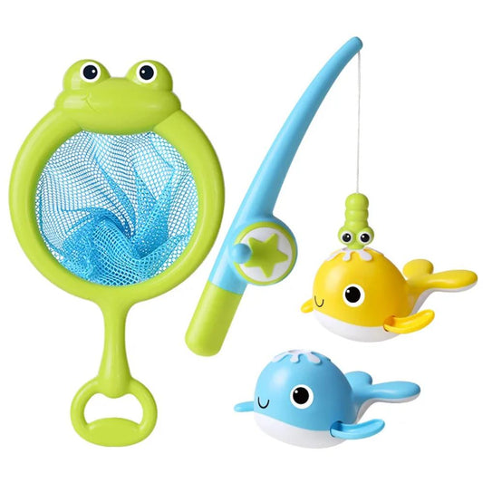 Happy Tiny Mart Reinforced ABS Magnetic Fishing Game with Wind-Up Whale Figures