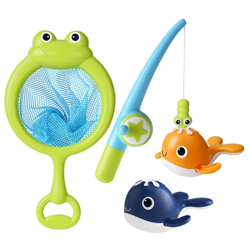 Happy Tiny Mart Reinforced ABS Magnetic Fishing Game with Wind-Up Whale Figures