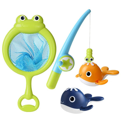 Happy Tiny Mart Reinforced ABS Magnetic Fishing Game with Wind-Up Whale Figures