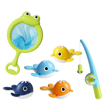 Happy Tiny Mart Reinforced ABS Magnetic Fishing Game with Wind-Up Whale Figures