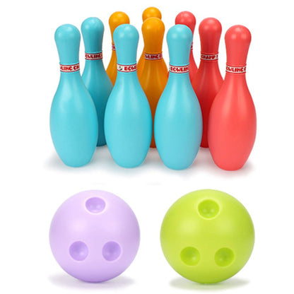 Plastic Ten-Pin Bowling Set with Two Balls for Indoor and Outdoor Use