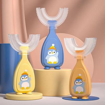 Silicone U-Shaped Manual Toothbrush for Children with 360 Degree Cleaning Function