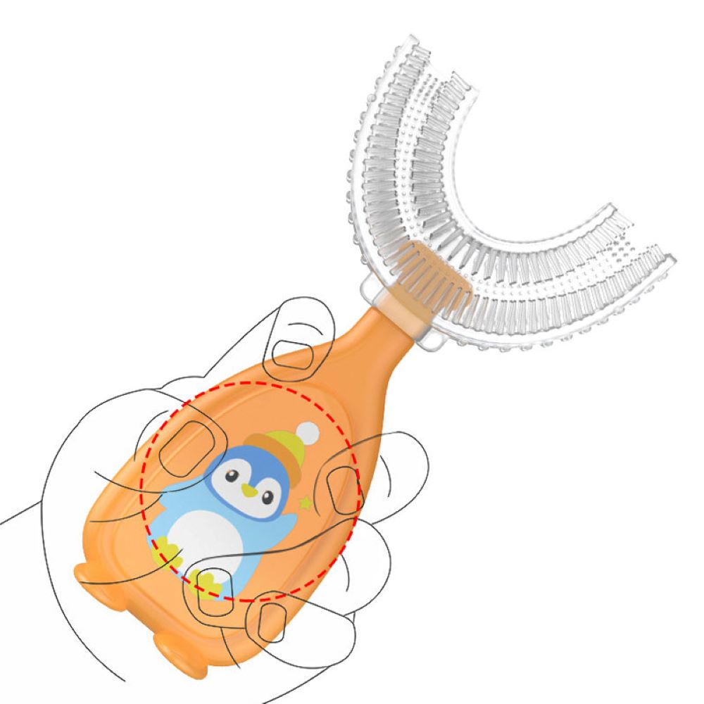 Silicone U-Shaped Manual Toothbrush for Children with 360 Degree Cleaning Function