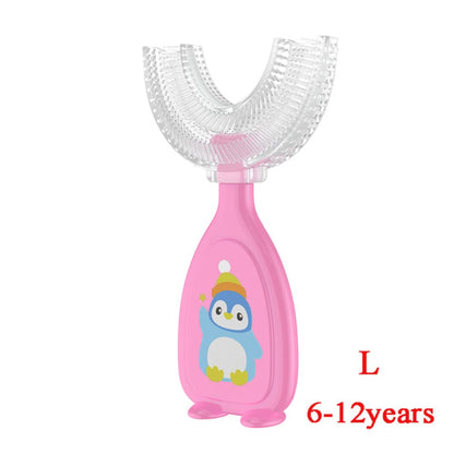 Silicone U-Shaped Manual Toothbrush for Children with 360 Degree Cleaning Function