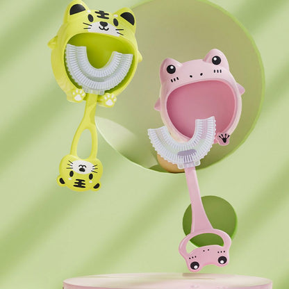 Happy Tiny Mart Food Grade Silicone U-Shaped Manual Training Toothbrush for Children