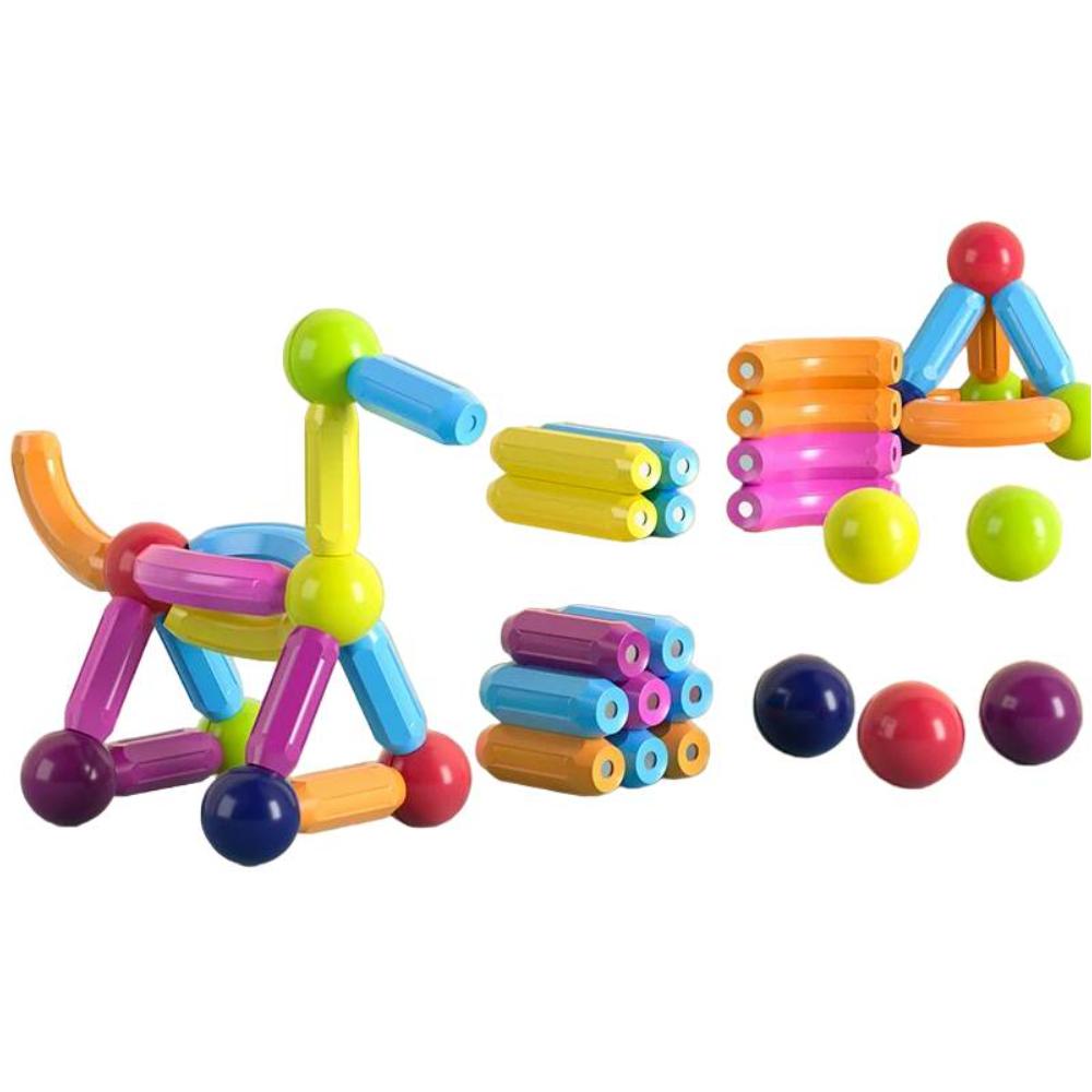Magnetic ABS Plastic Building Rod and Steel Sphere Construction Set