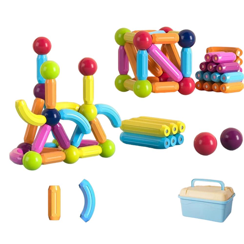 Magnetic ABS Plastic Building Rod and Steel Sphere Construction Set