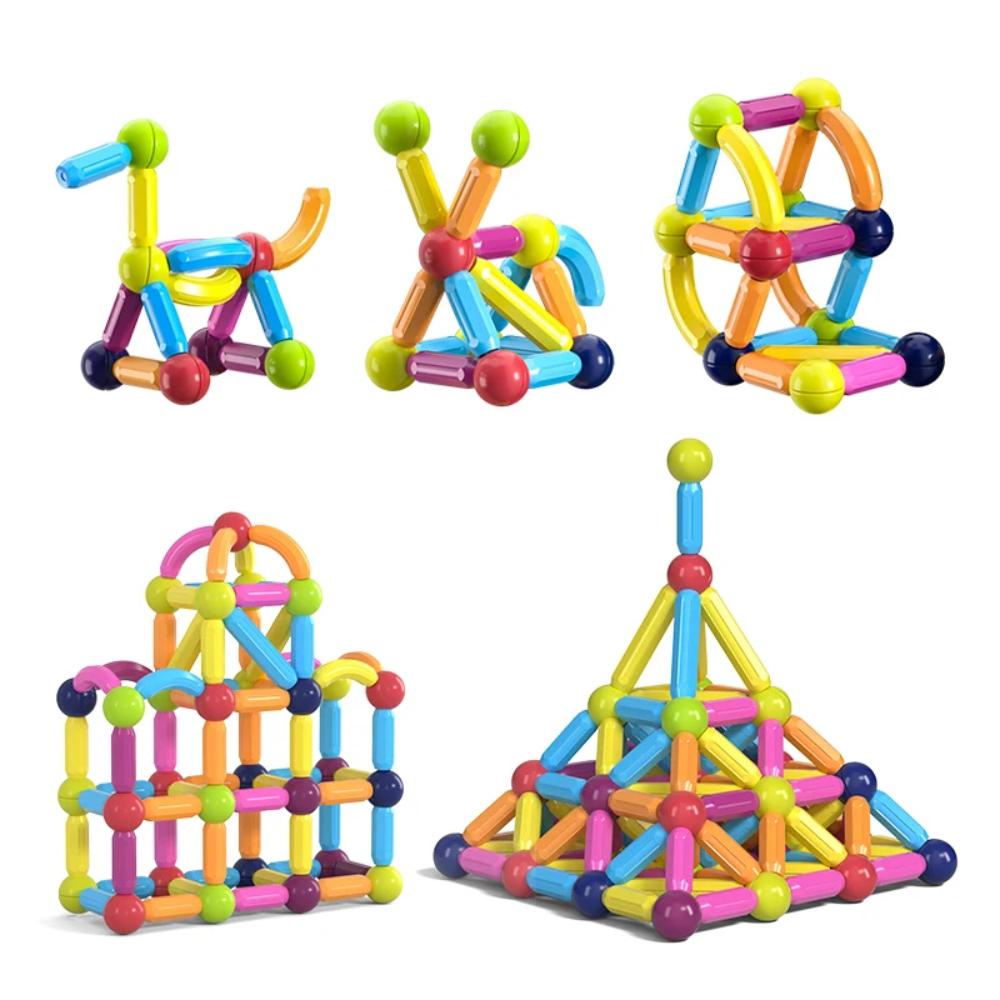 Magnetic ABS Plastic Building Rod and Steel Sphere Construction Set