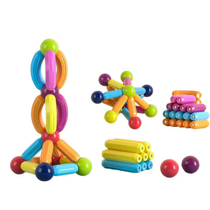Magnetic ABS Plastic Building Rod and Steel Sphere Construction Set