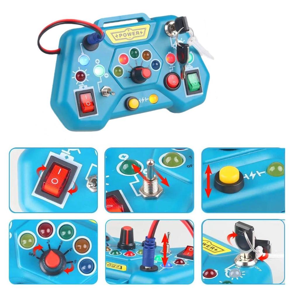ABS Plastic Electronic Busy Board with LED Switches and Knobs