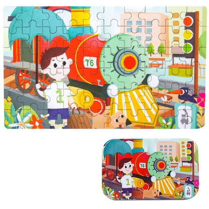 Happy Tiny Mart 60-Piece Wooden Puzzle Set for Children Ages 3-8