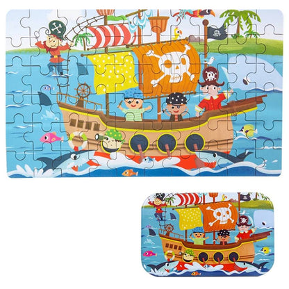 Happy Tiny Mart 60-Piece Wooden Puzzle Set for Children Ages 3-8