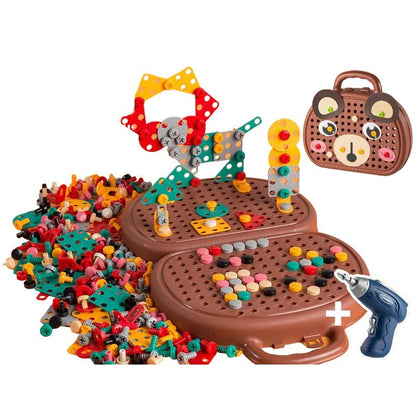 Plastic Electric Drill Mosaic Puzzle Set for Children Assembly Activities
