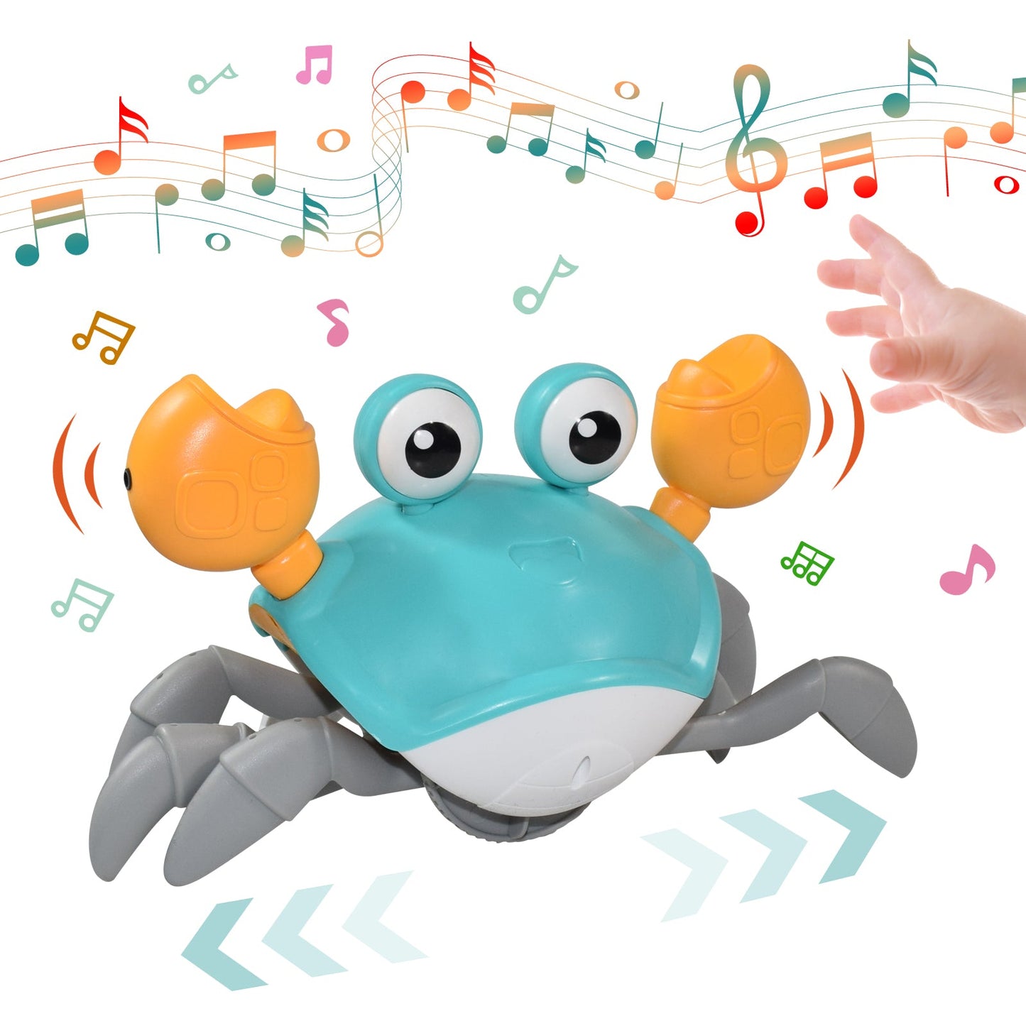 Happy Tiny Mart ABS Sensing Crawling Crab Toy with Music and Lights